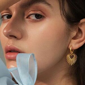 Gold Heart Hoop Earrings A1004